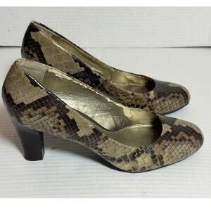 Women's Liz Claiborne Snakeskin‎ Leather High Heel Pump Dress Shoes Size 9.5